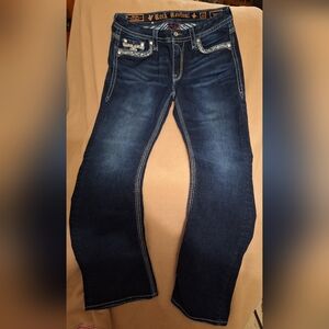 Vintage Rock Revival Jeans Flared Fit Bootcut Bell Bottoms Tansy Dark Wash